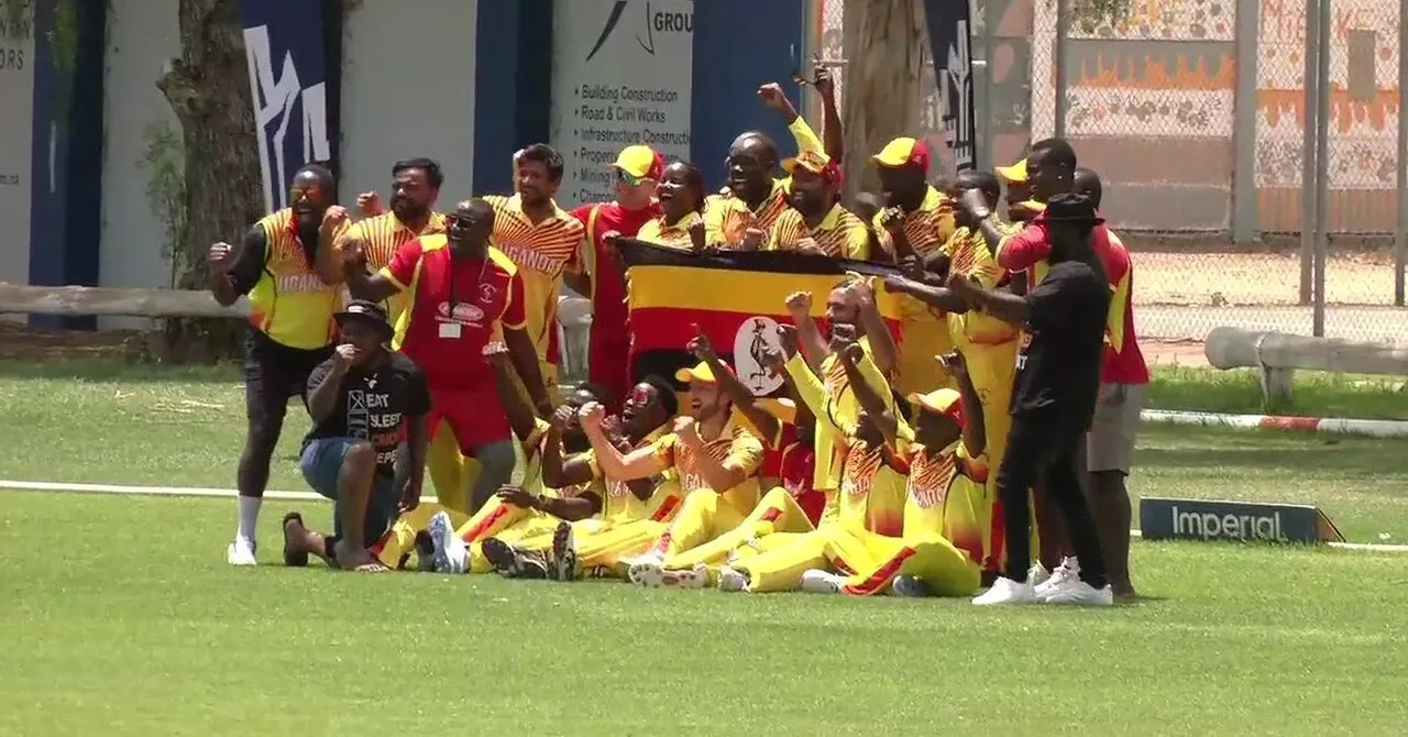 Uganda Pip Zimbabwe And Kenya To Qualify For The ICC T20 World Cup 2024   Uganda Celebrate After Qualifying For ICC T20 World Cup 2024 .webp