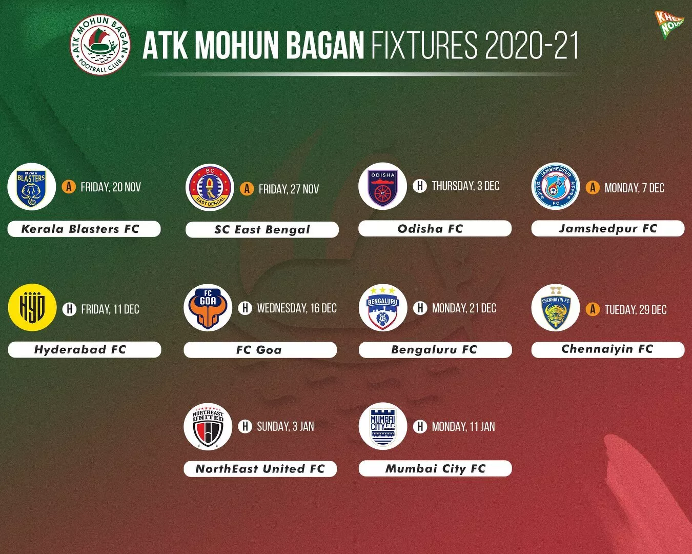 ATK Mohun Bagan fixtures