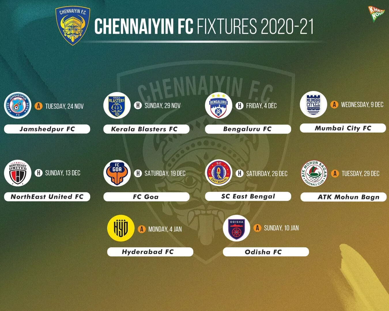 Chennaiyin FC Fixtures