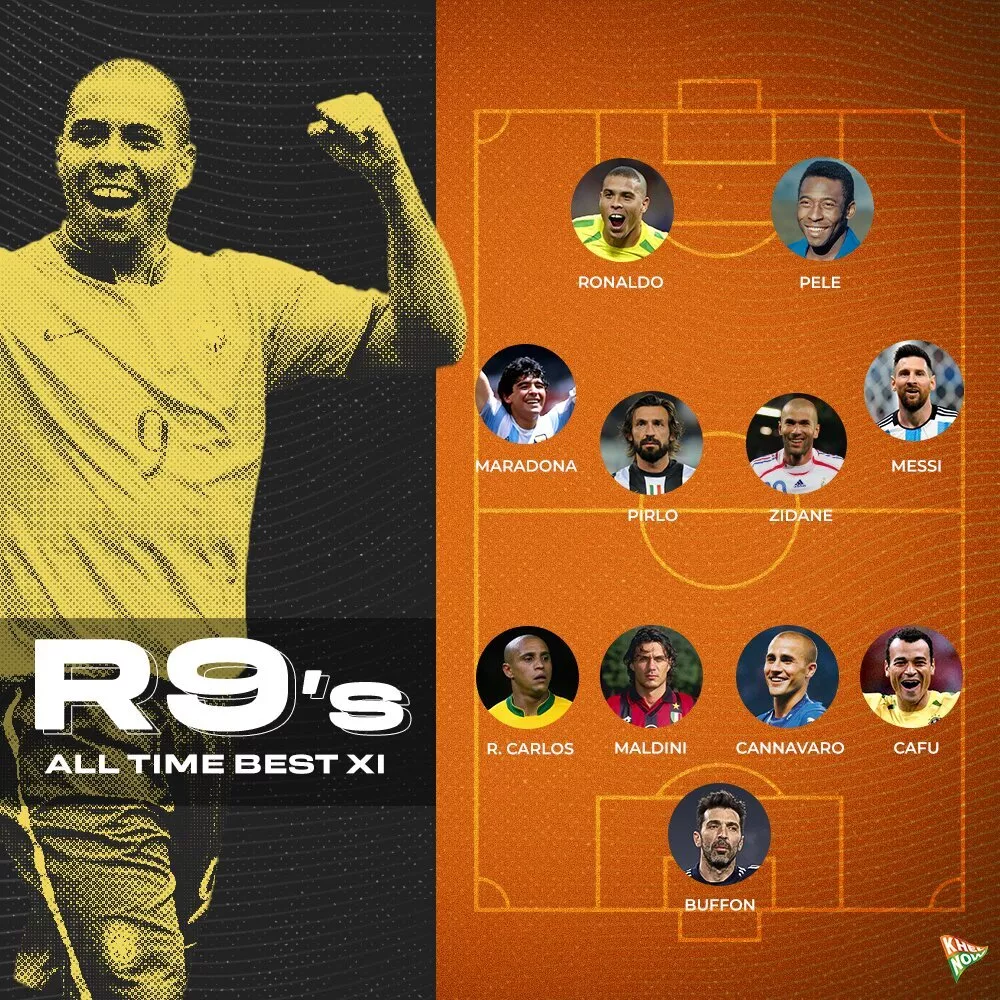 Brazilian legend Ronaldo Nazario's all-time gresatest XI
