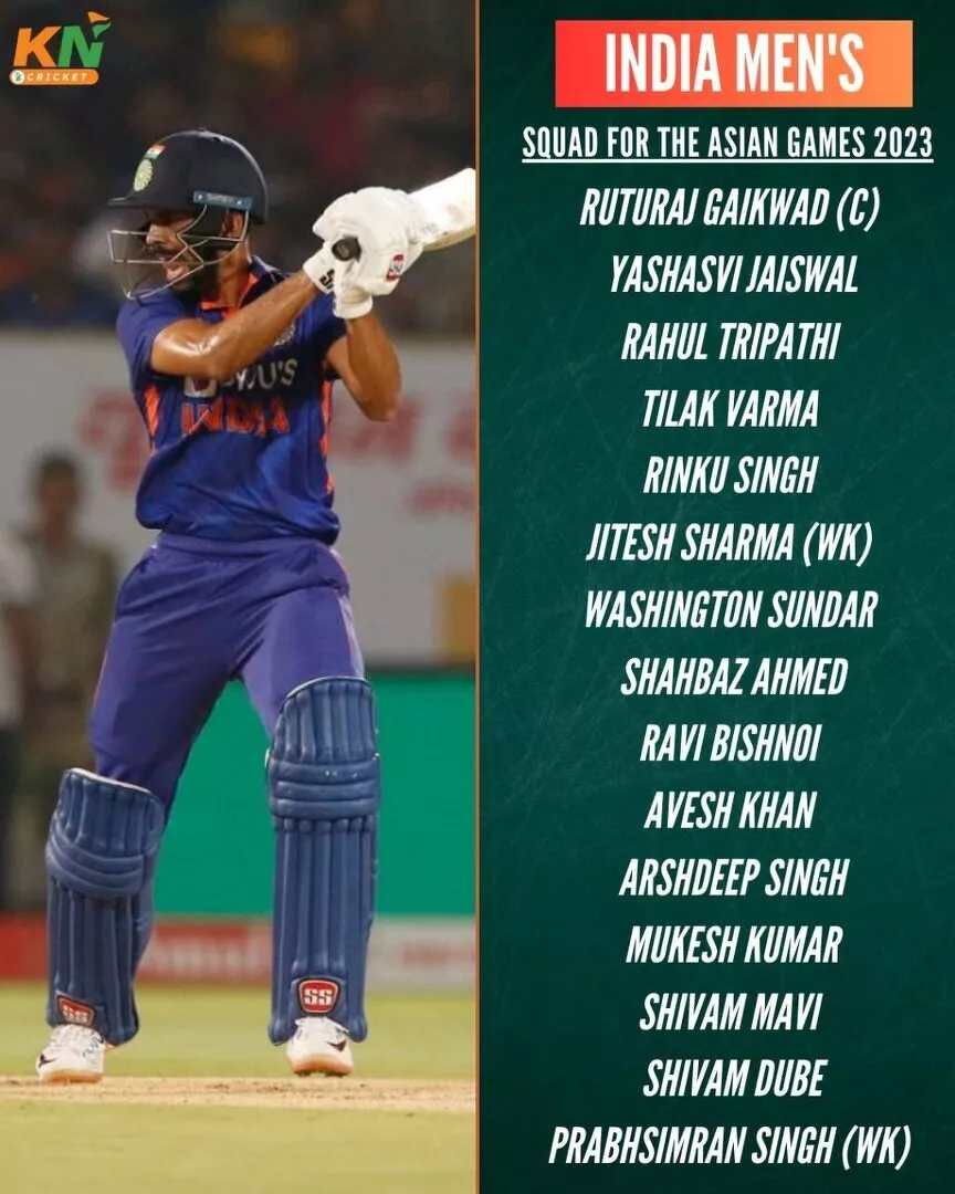 India men's T20I squad for the Asian Games 2023
