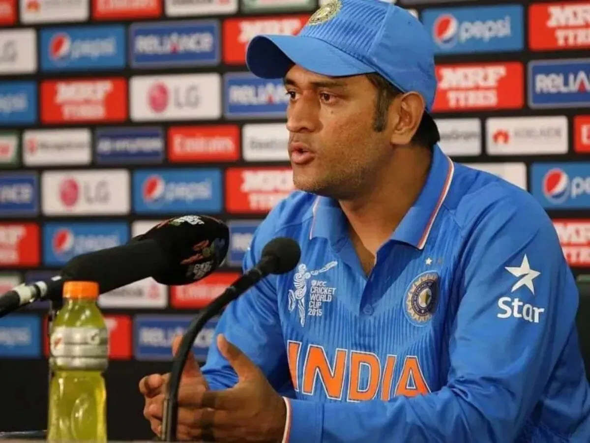 MS Dhoni in press conference during Cricket World Cup 2015