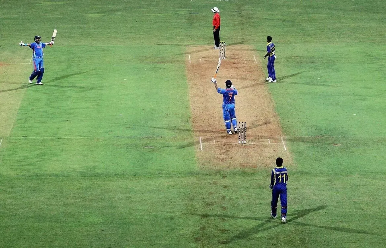 The iconic MS Dhoni six to finish off the ICC Cricket World Cup 2011.