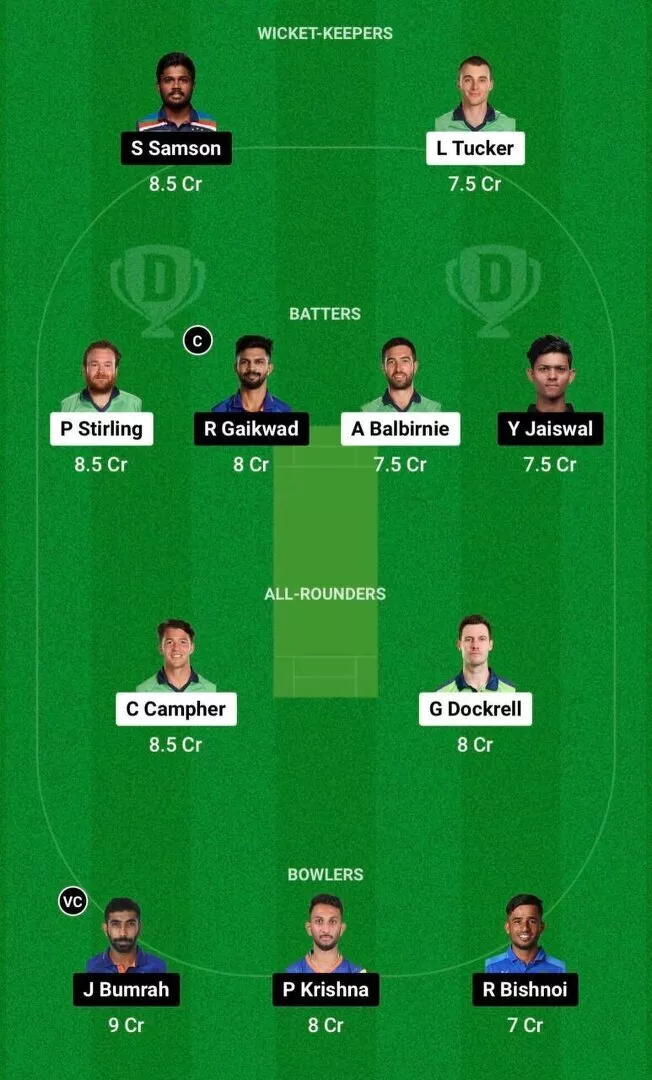 IRE vs IND Dream11 Team 1