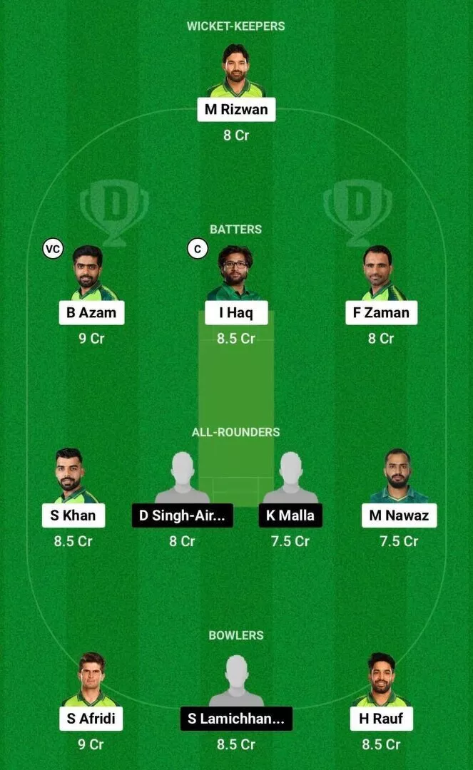 PAK vs NEP Dream11 Team 1