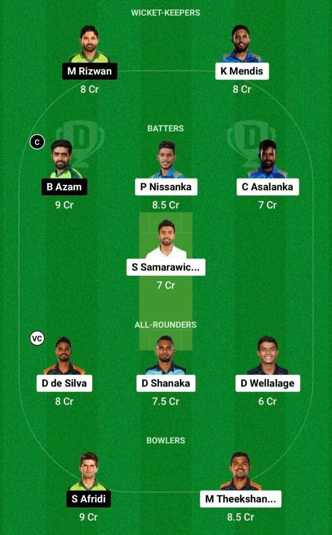 SL vs PAK Dream11 Team 2