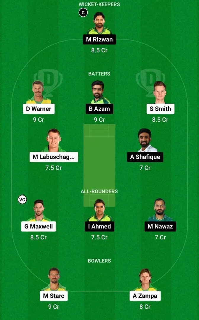 AUS vs PAK Dream11 CWC 2023 Team 1