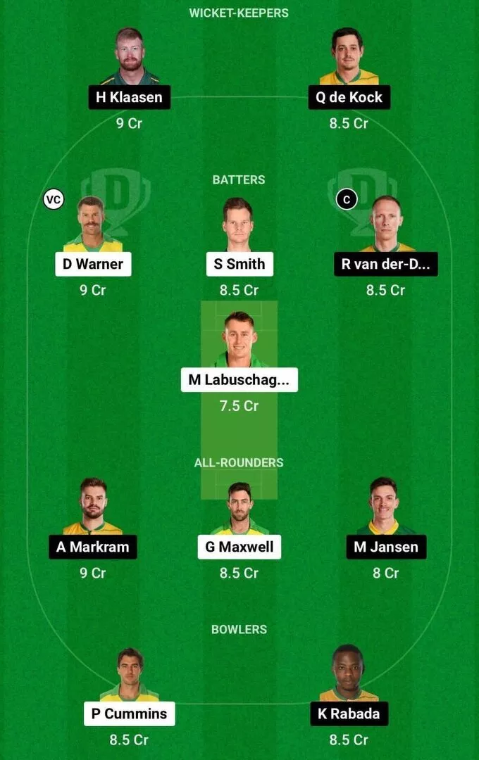 AUS vs SA Dream11 CWC 2023 Team 2