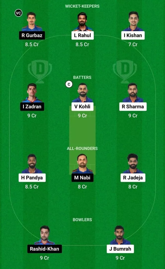 IND vs AFG Dream11 CWC 2023 Team 1