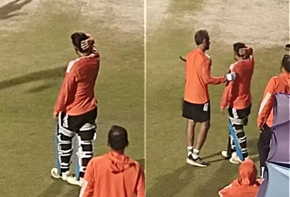 Ishan Kishan spotted holding back of his head during practice session in Dharamsala