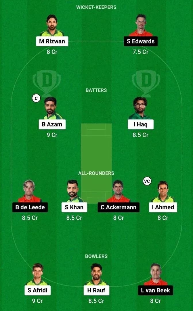 PAK vs NED Dream11 Team 1