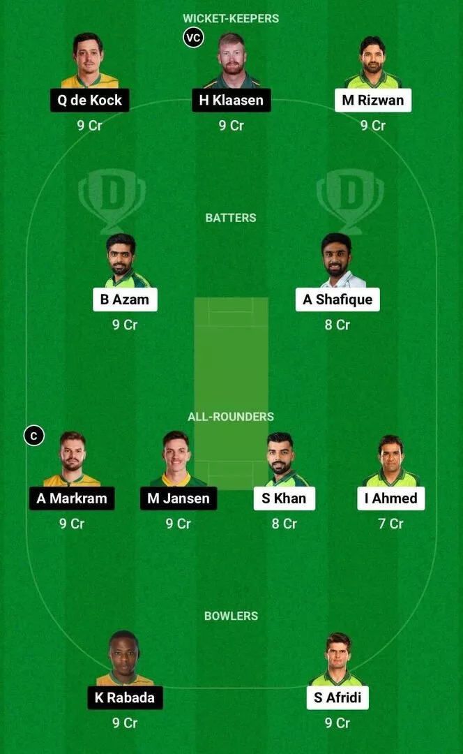 PAK vs SA Dream11 CWC 2023 Team 2