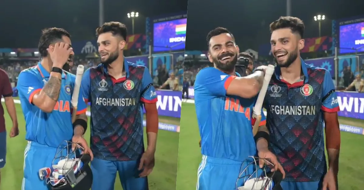 Watch Virat Kohli Naveen Ul Haq Hug Again After End Of Ind Vs Afg Wc