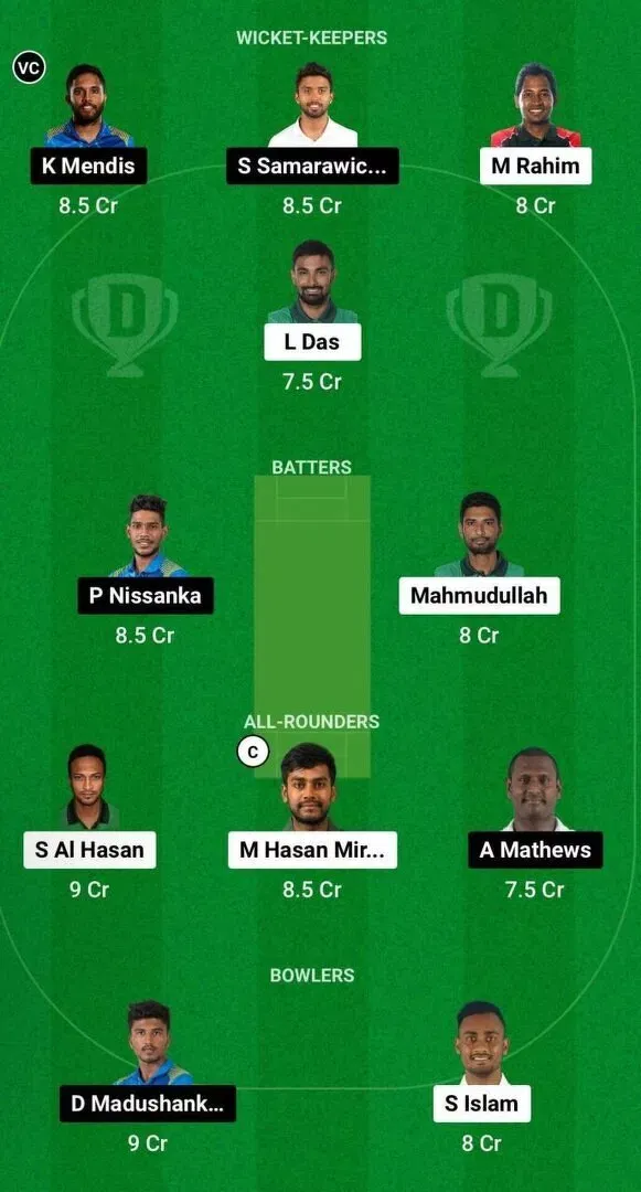 BAN vs SL Dream11 CWC 2023 Team 1