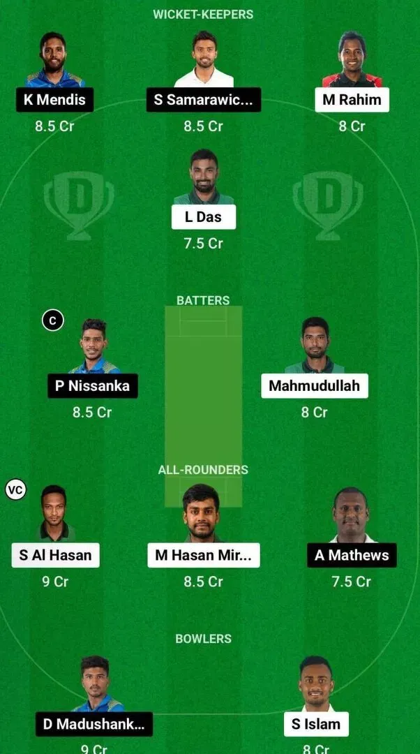 BAN vs SL Dream11 CWC 2023 Team 2
