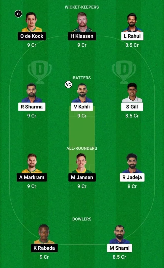 IND vs SA Dream11 CWC 2023 Team 1