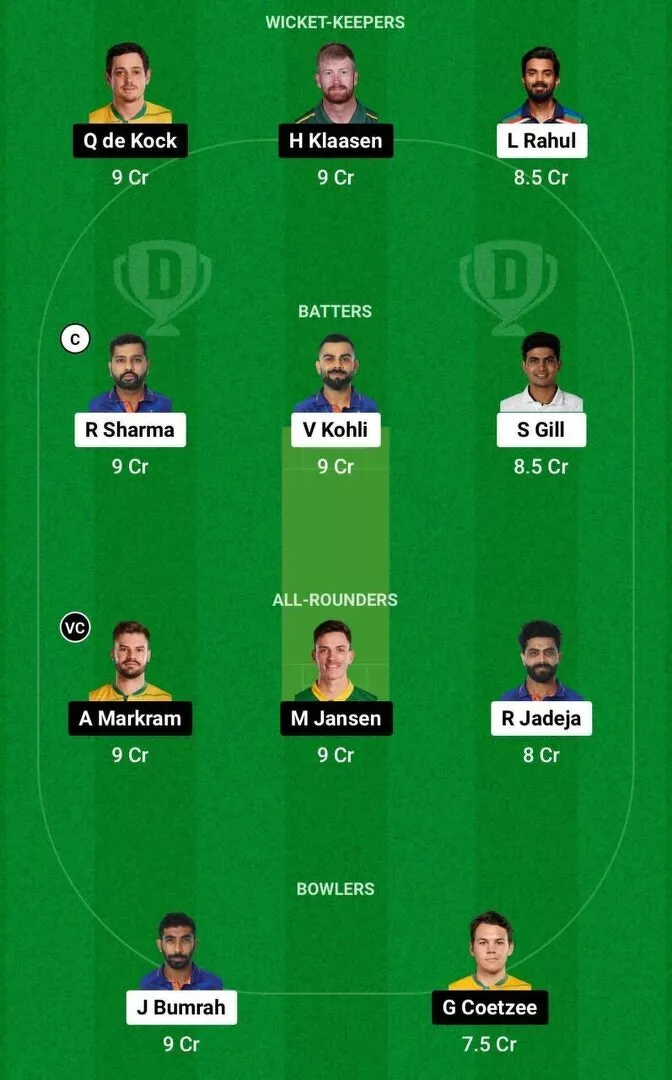 IND vs SA Dream11 CWC 2023 Team 2