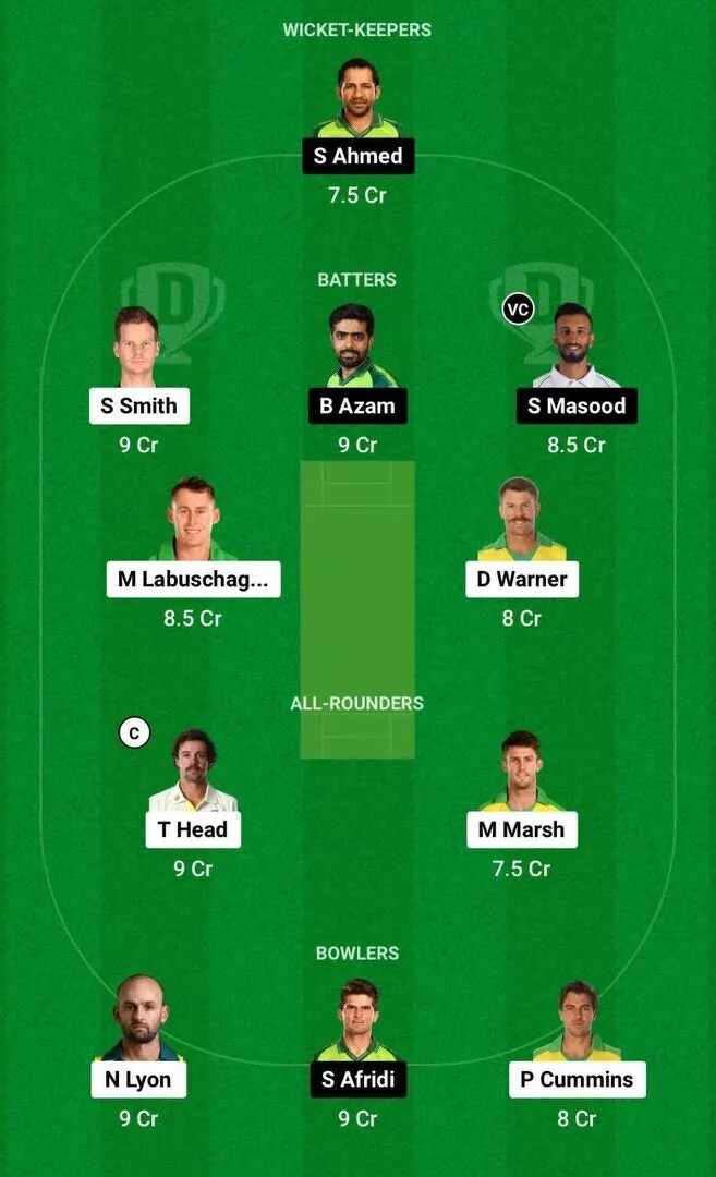 AUS vs PAK Dream11 Team 1