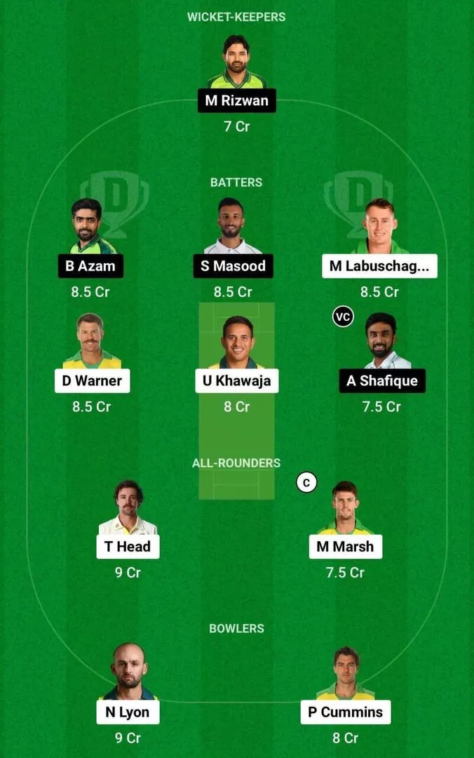 AUS vs PAK Dream11 Team 2