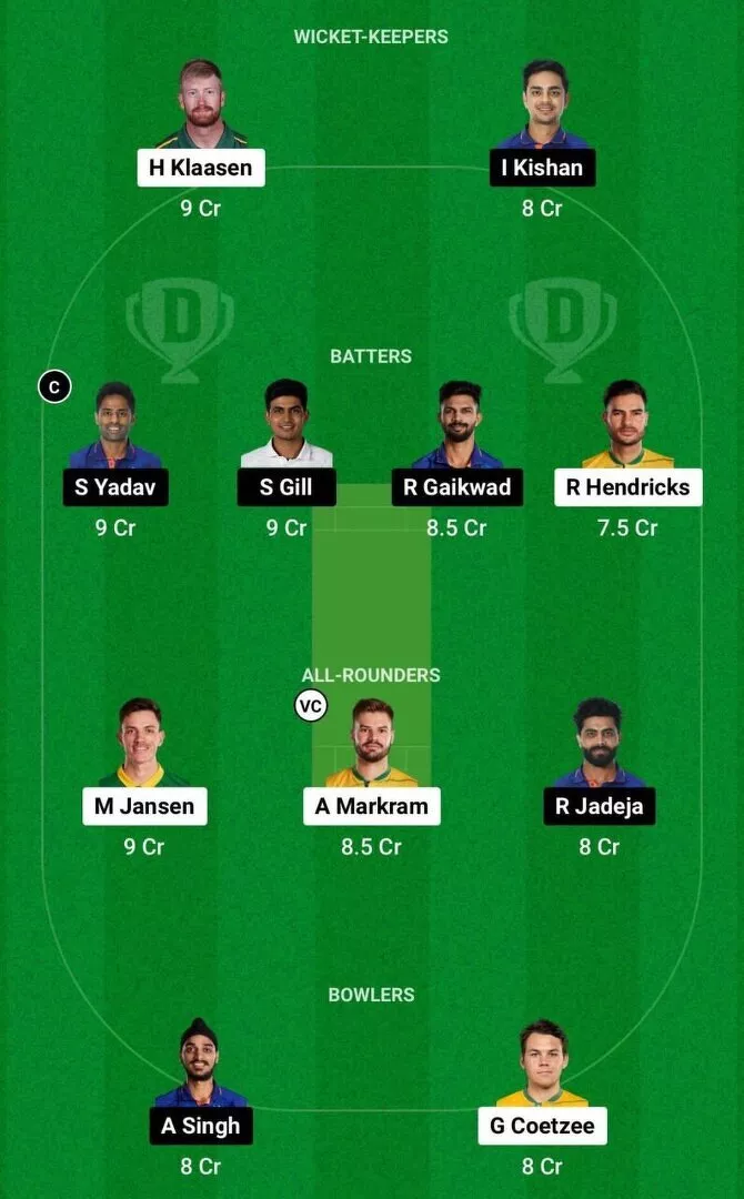 SA vs IND Dream11 Team 1