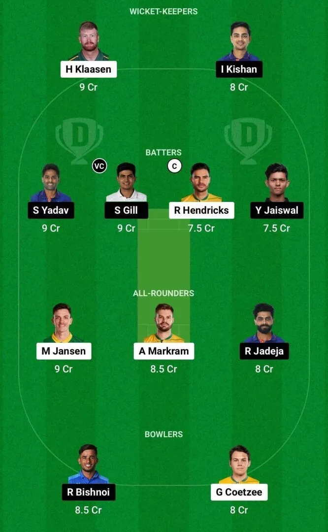 SA vs IND Dream11 Team 1