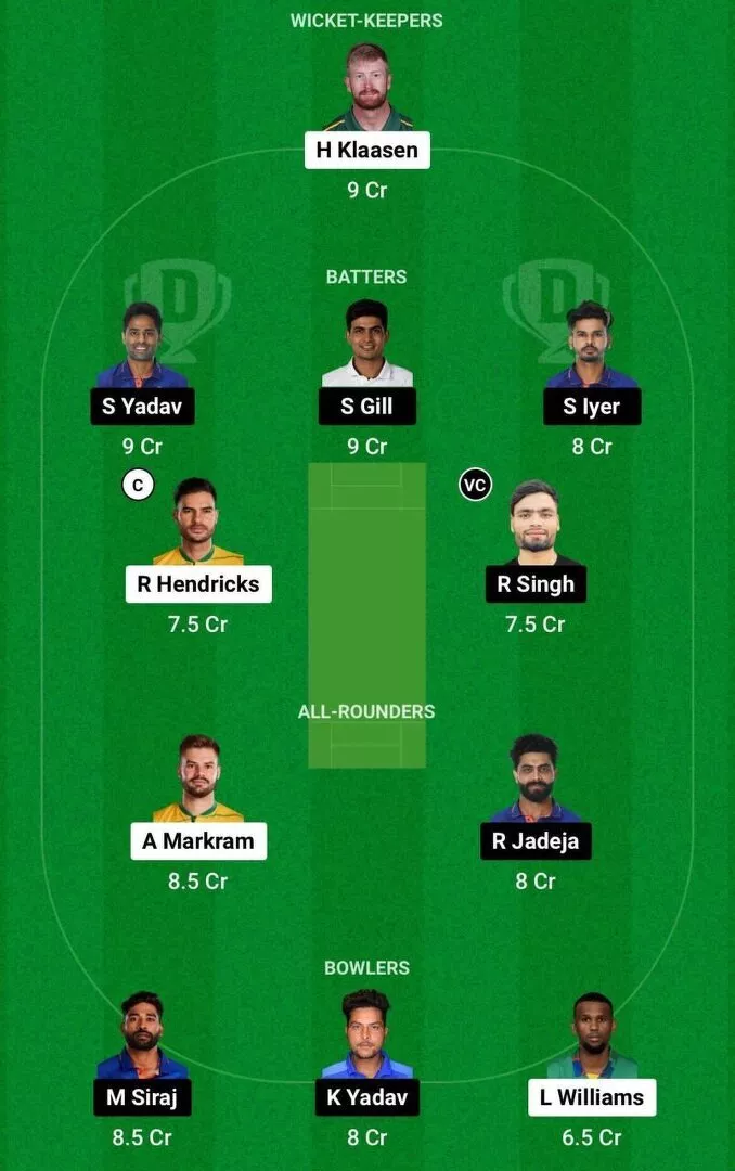 SA vs IND Dream11 Team 2