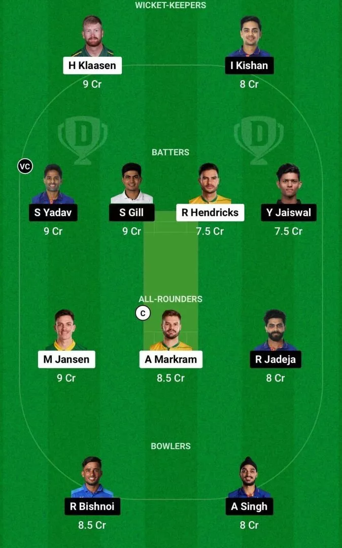 SA vs IND Dream11 Team 2