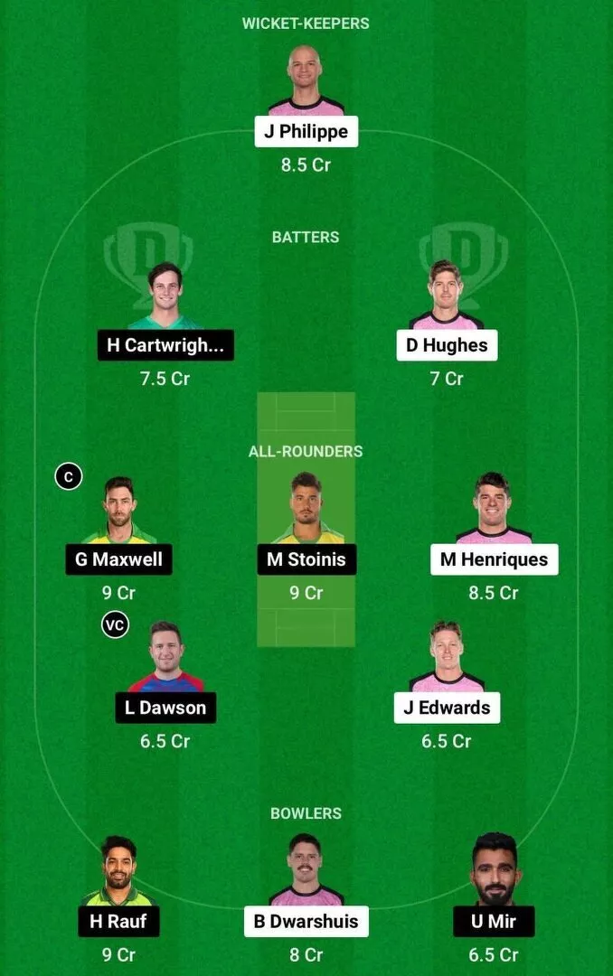 SIX vs STA Dream11 BBL 13 Team 1