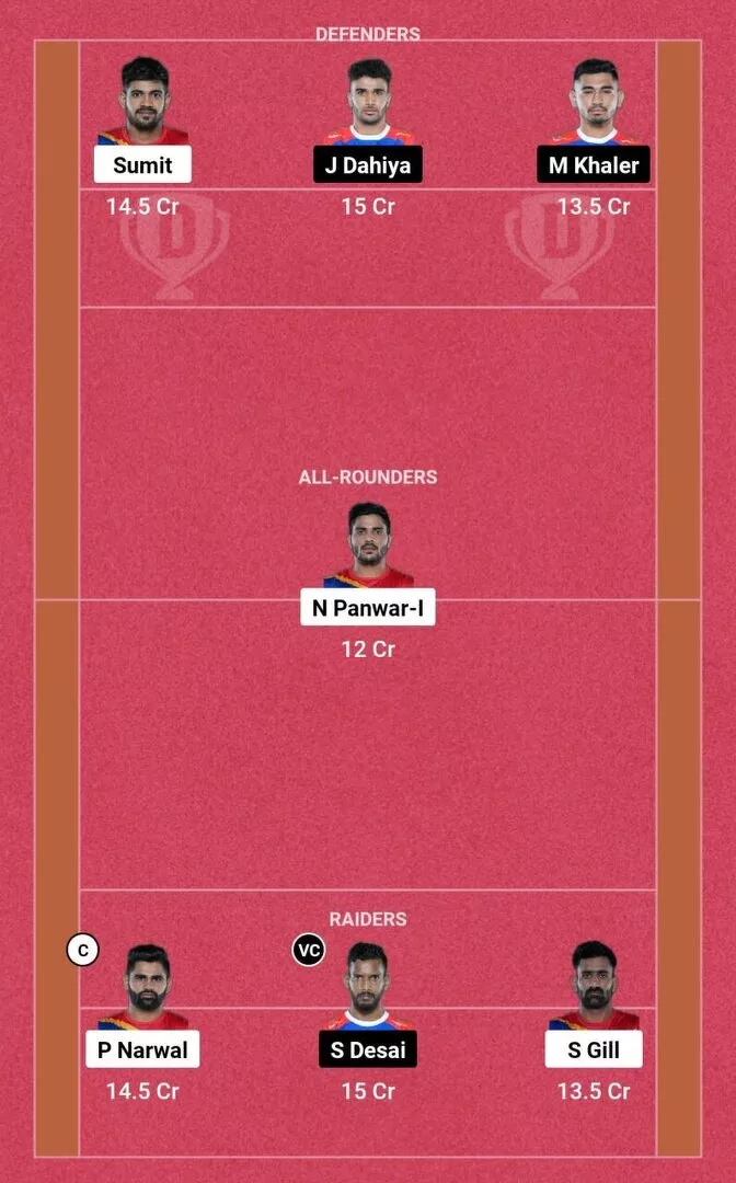 UP vs HAR PKL 10: Dream11 टीम 1