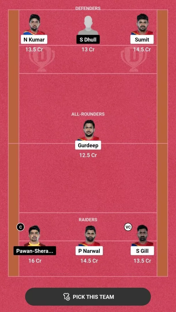 UP vs TEL PKL 10: Dream11 टीम 1