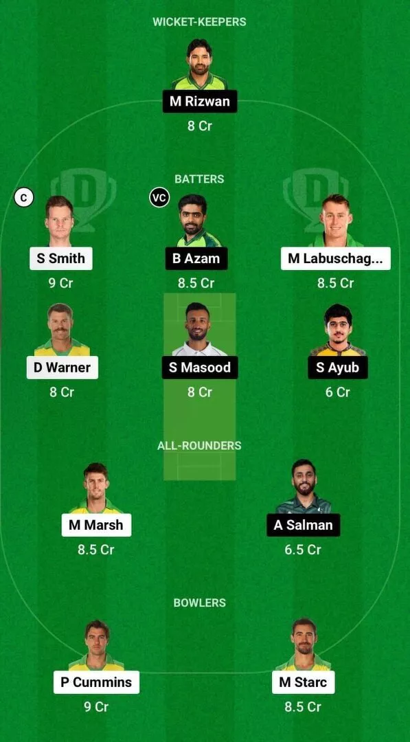 AUS vs PAK Dream11 3rd test Team 2