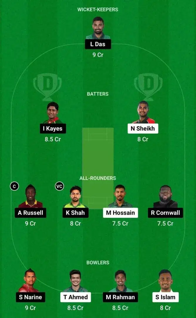 DD vs COV Dream11 Team 1
