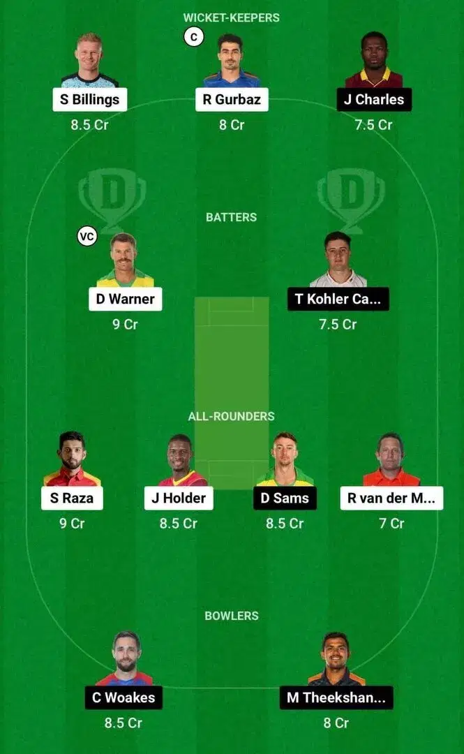 DUB vs SJH Dream11 Team 2