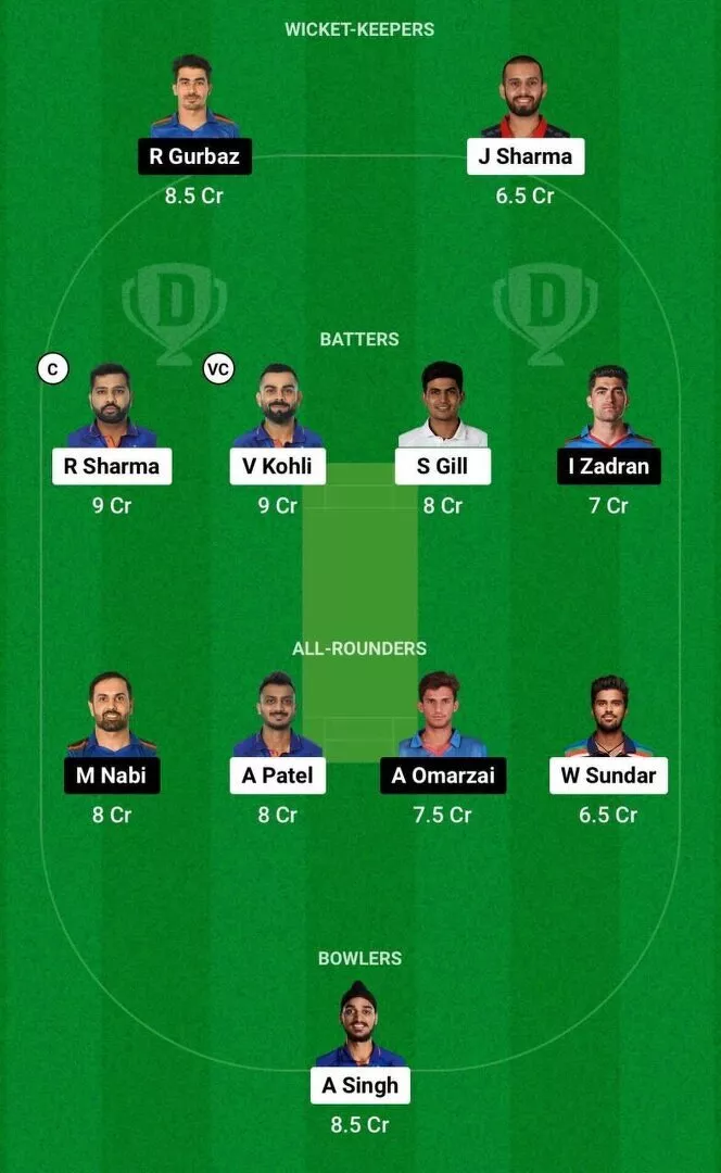 IND vs AFG Dream11 2nd T20I Team 1