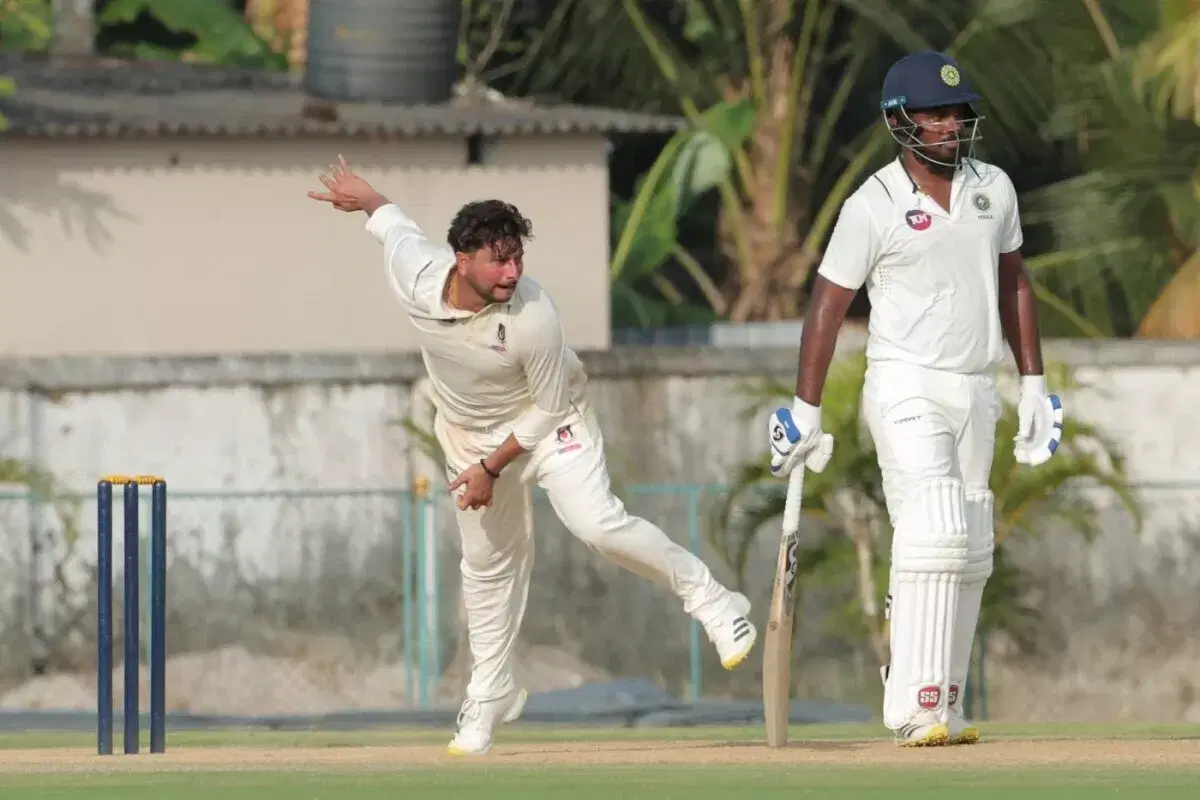 Kuldeep Yadav in action during the Ranji Trophy 2023-24
