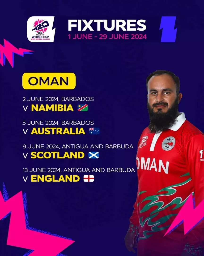 Oman Schedule for ICC T20 World Cup 2024, Fixtures, Dates, Venues