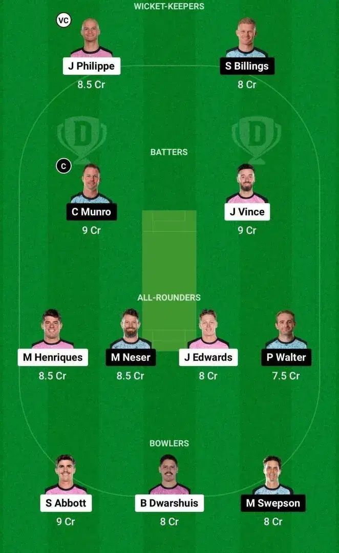 SIX vs HEA Dream11 Team 1