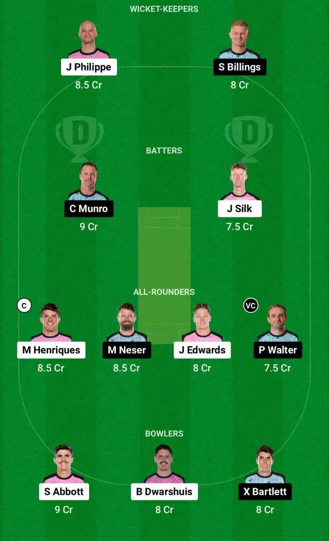 SIX vs HEA Dream11 Team 2