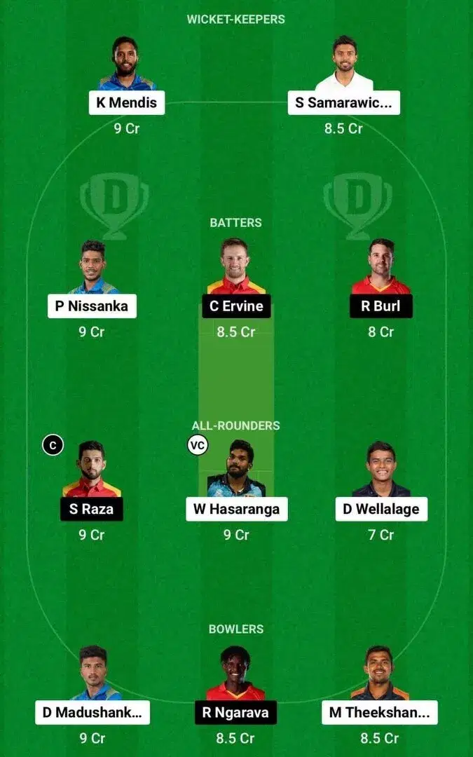 SL vs ZIM Dream11 Team 1