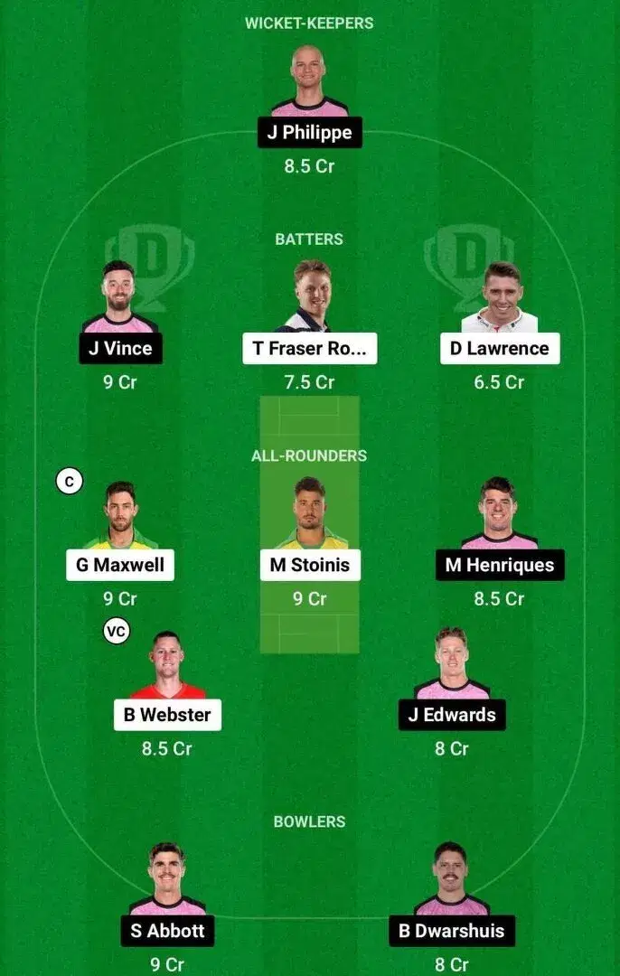 STA vs SIX Dream11 Team 1