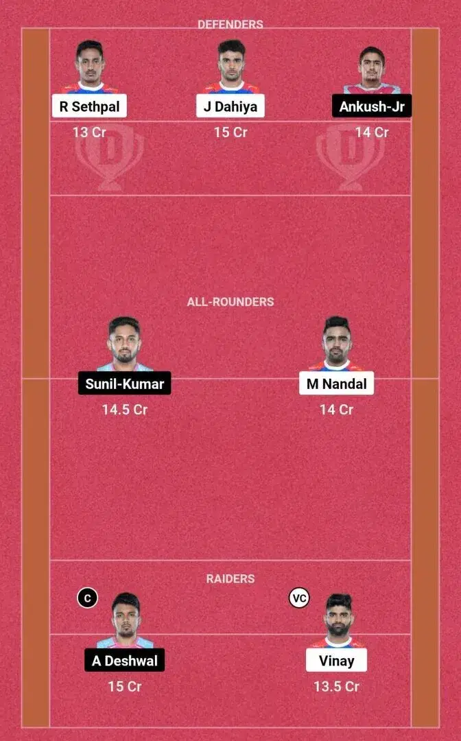 HAR vs JAI PKL 10: Dream11 टीम 2