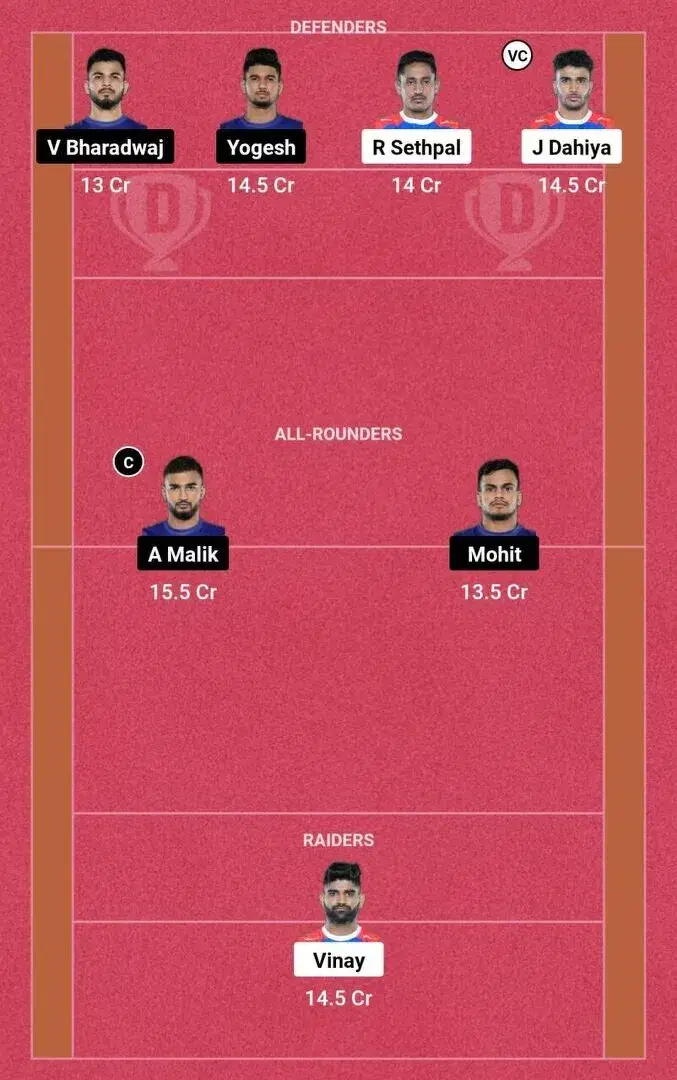 HAR vs DEL PKL 10: Dream11 टीम 1
