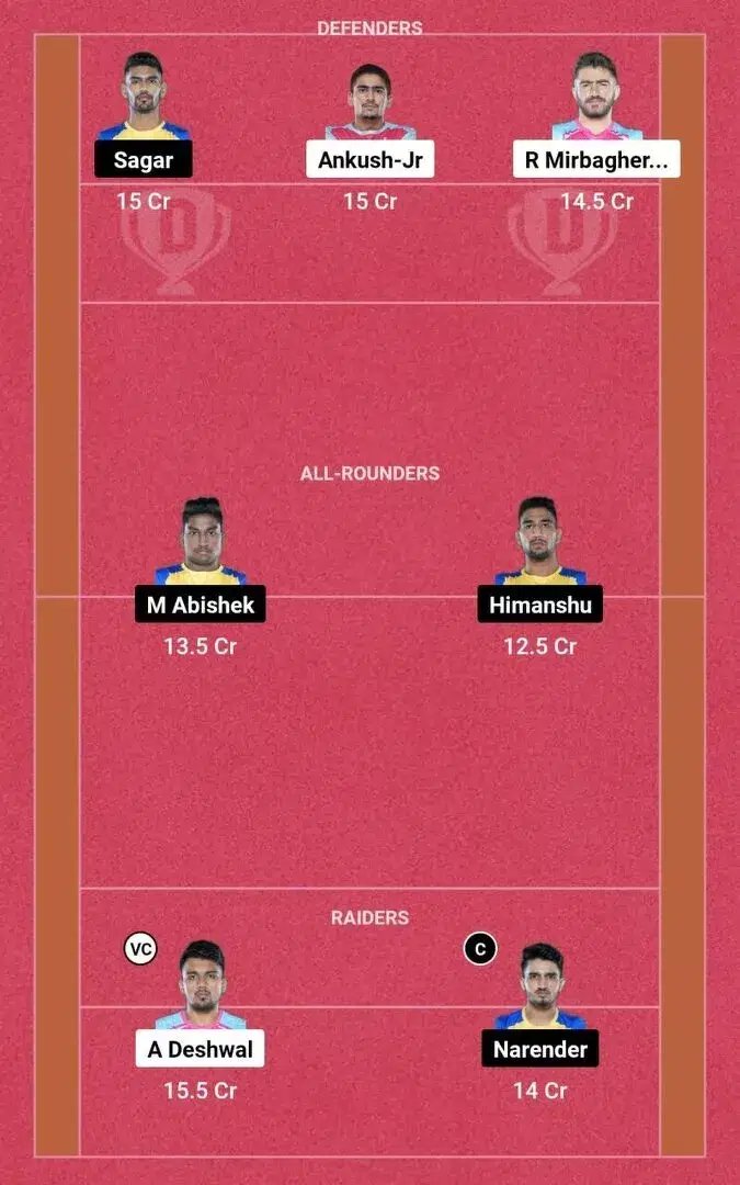 JAI vs TAM PKL 10: Dream11 टीम 1