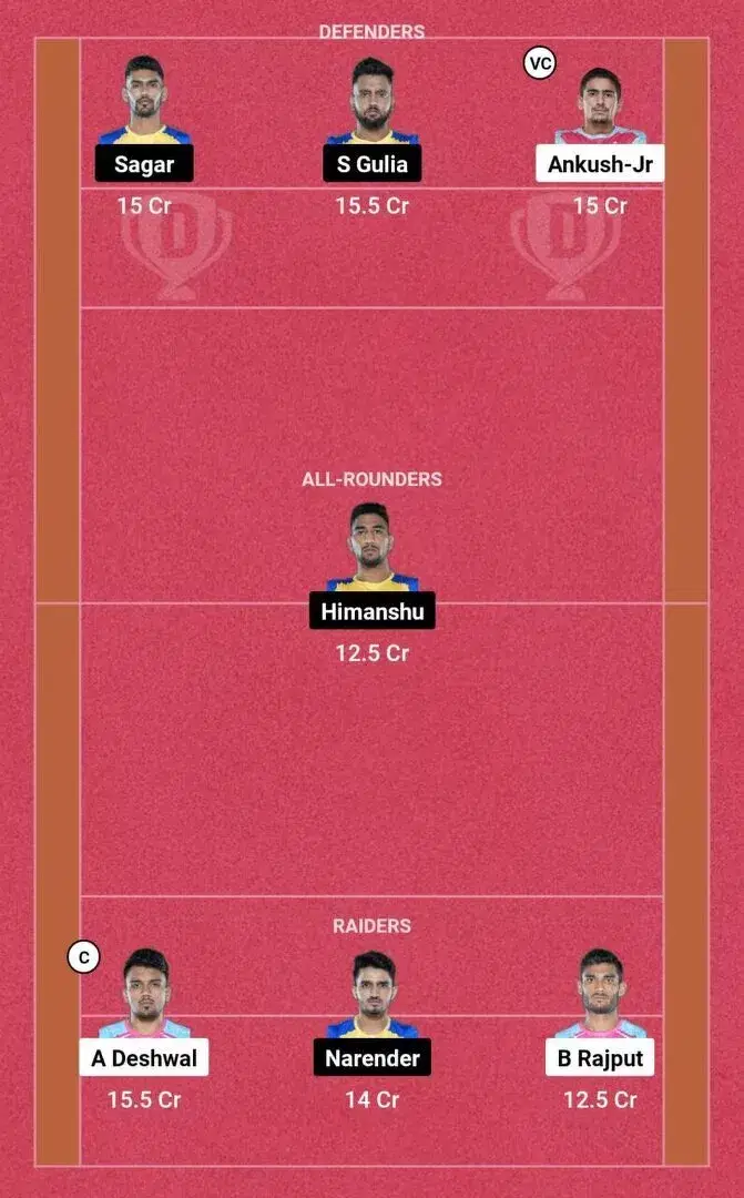 JAI vs TAM PKL 10: Dream11 टीम 2