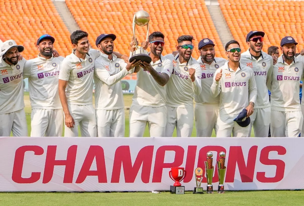 Indien feiert den Gewinn der Border-Gavaskar Trophy 2023