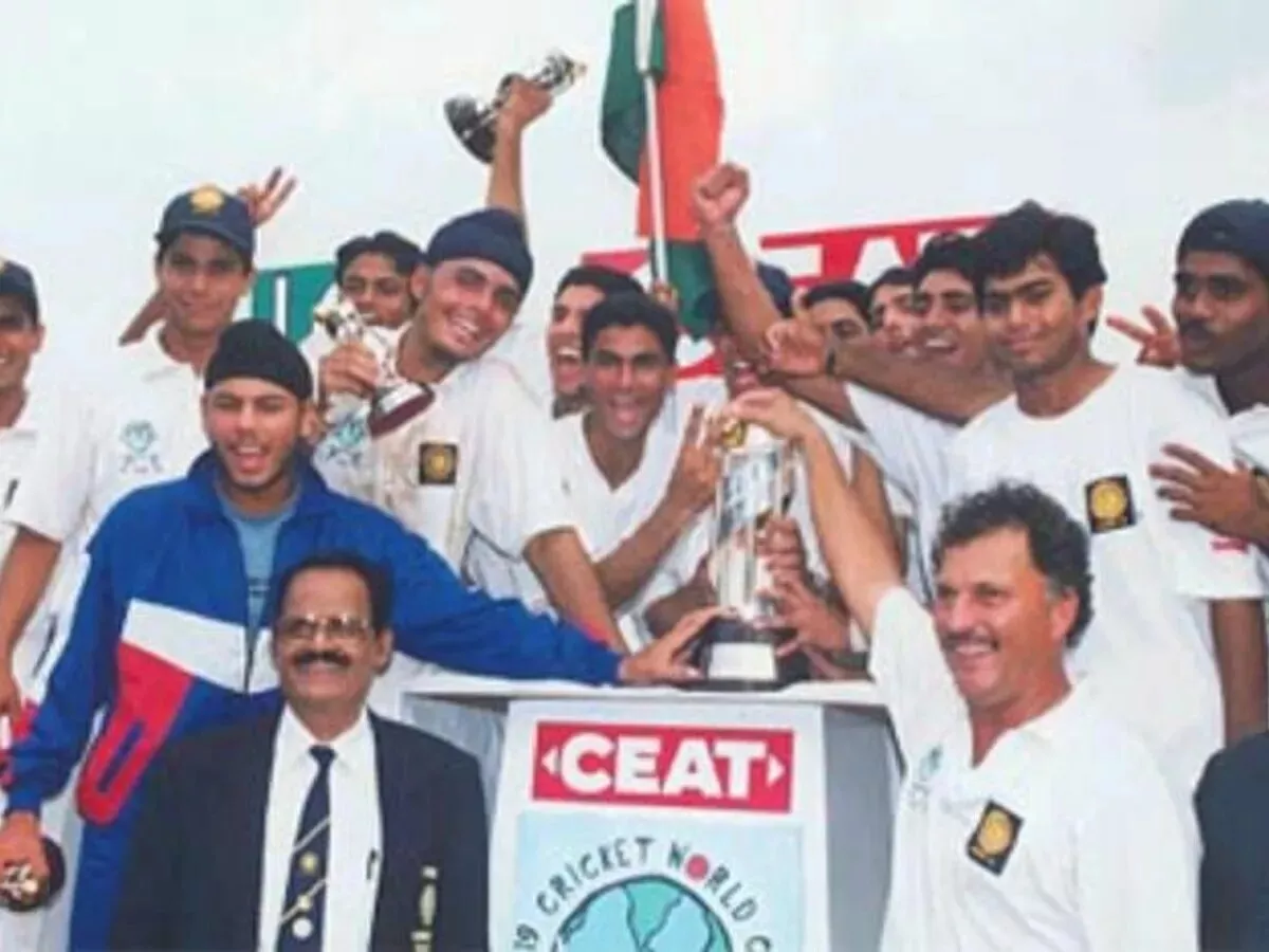 Mohammed Kaif-led India U19 celebrate with the trophy