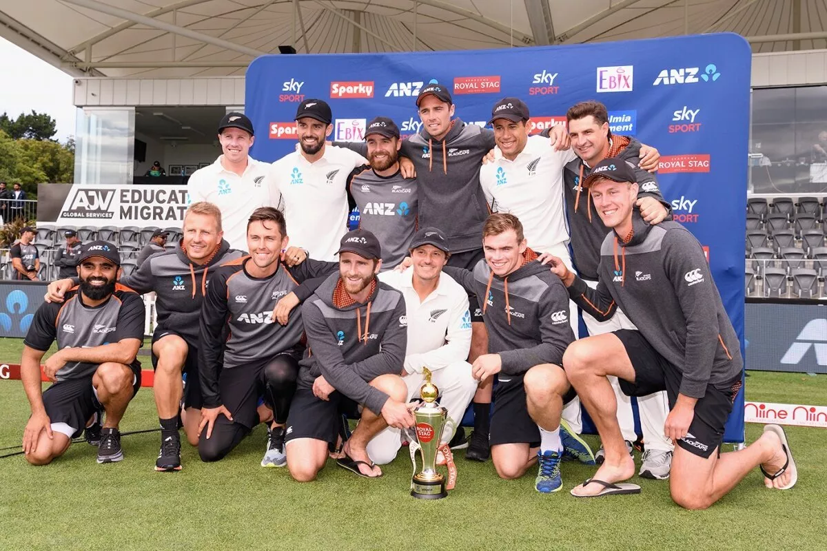 New Zealand celebrate a test series win at home in 2020