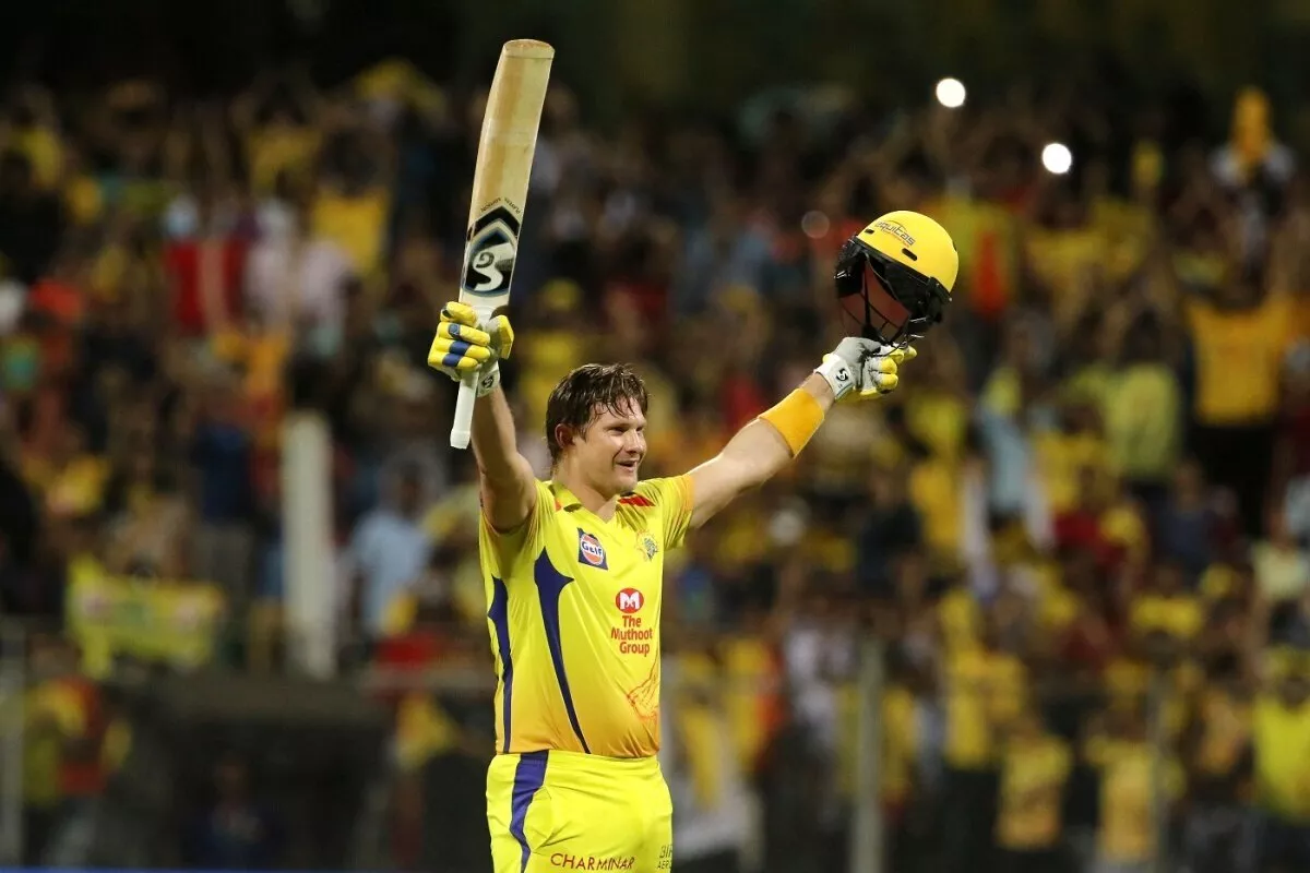 Shane Watson celebrates his hundred in the IPL 2018 final