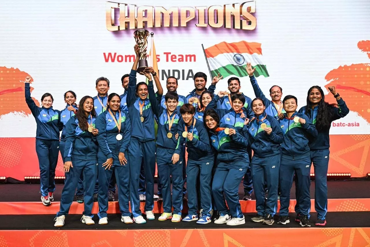 Indian Women's Badminton Team After Winning Badminton Asia Team Championships