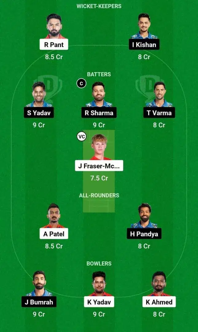 DC vs MI IPL 2024 Dream 11 Team 1